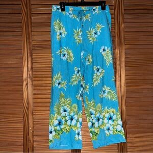 Easy‎ Spirit Casual Cropped Floral Ankle Pants Linen Blend Size 4